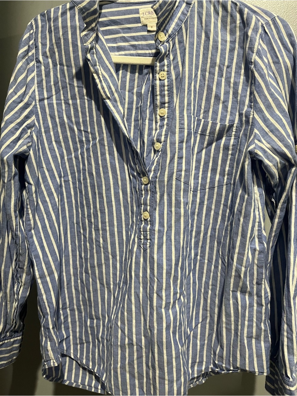 J. Crew Women’s Blue and White Stripe Popover Shirt